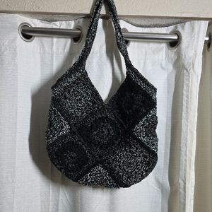 Custom Black and Gray Crochet Bag With Purple Disney Interior Featuring Cruella